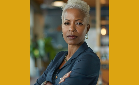 Keys to Personal & Successful grey-haired older Black business woman with arms folded_Business Real Estate_NCBW News Feed Post_Featured Image_570 x 350
